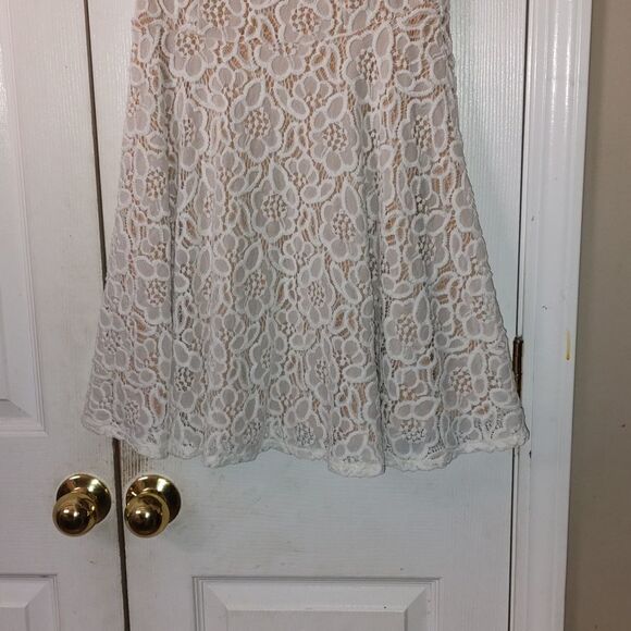 City Triangles Ivory Crochet Capped Sleeve Midi Lined Dress - Picture 2 of 7